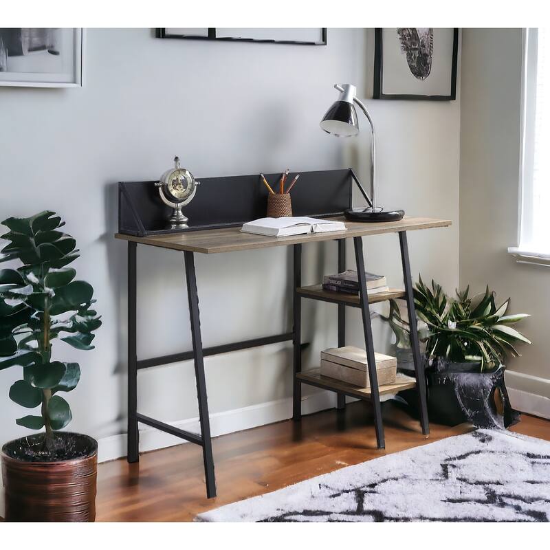 Versatile Rustic Writing Desk with Extra Storage and Modern Appeal