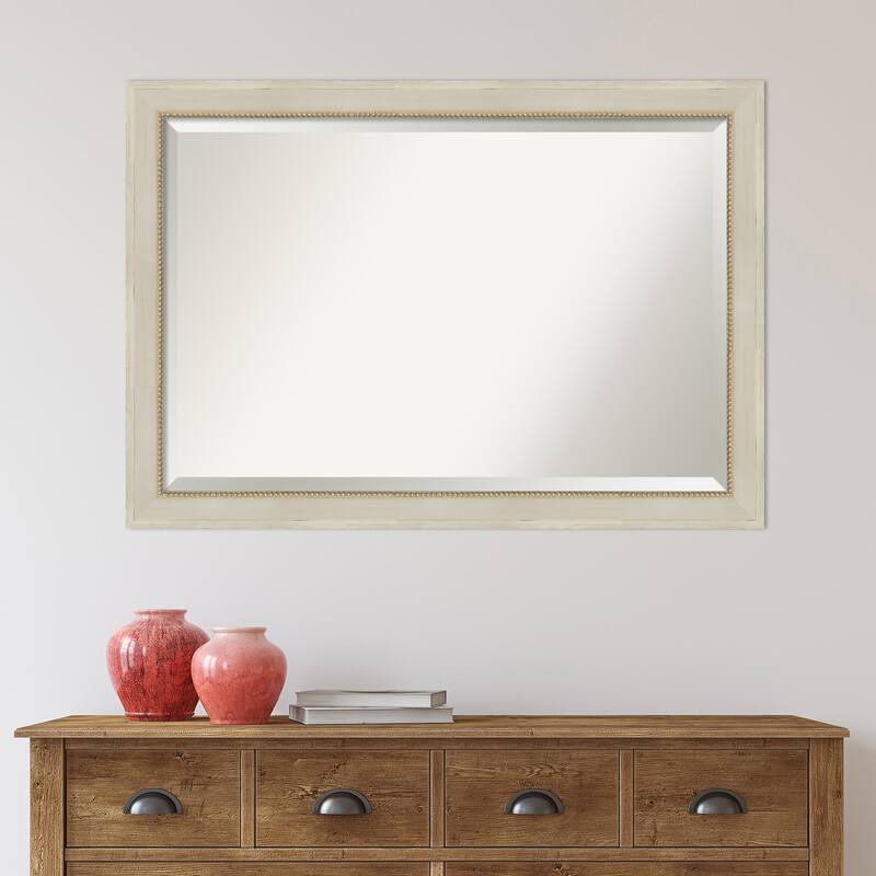 Beveled Wood Wall Mirror - Parthenon Cream Frame - Parthenon Cream