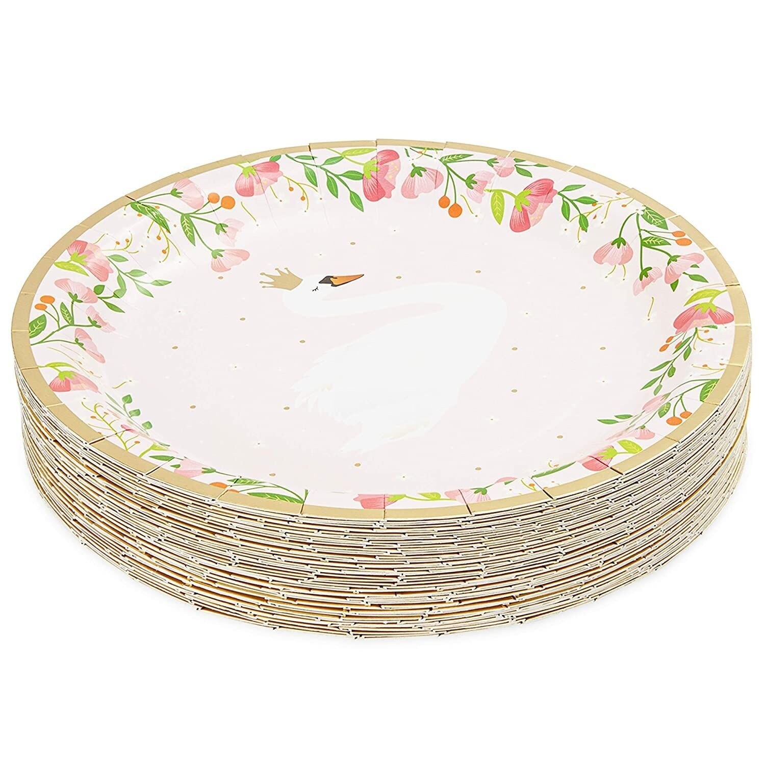Shop 48 Princess Swan Girl Party Paper Dinner Plates Birthday Baby Shower Pink Floral 9 X 9 Overstock 31677655