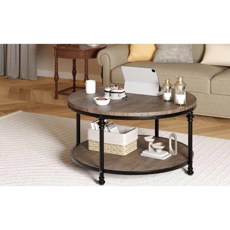 Round Coffee Table 30.31" Industrial Center Table