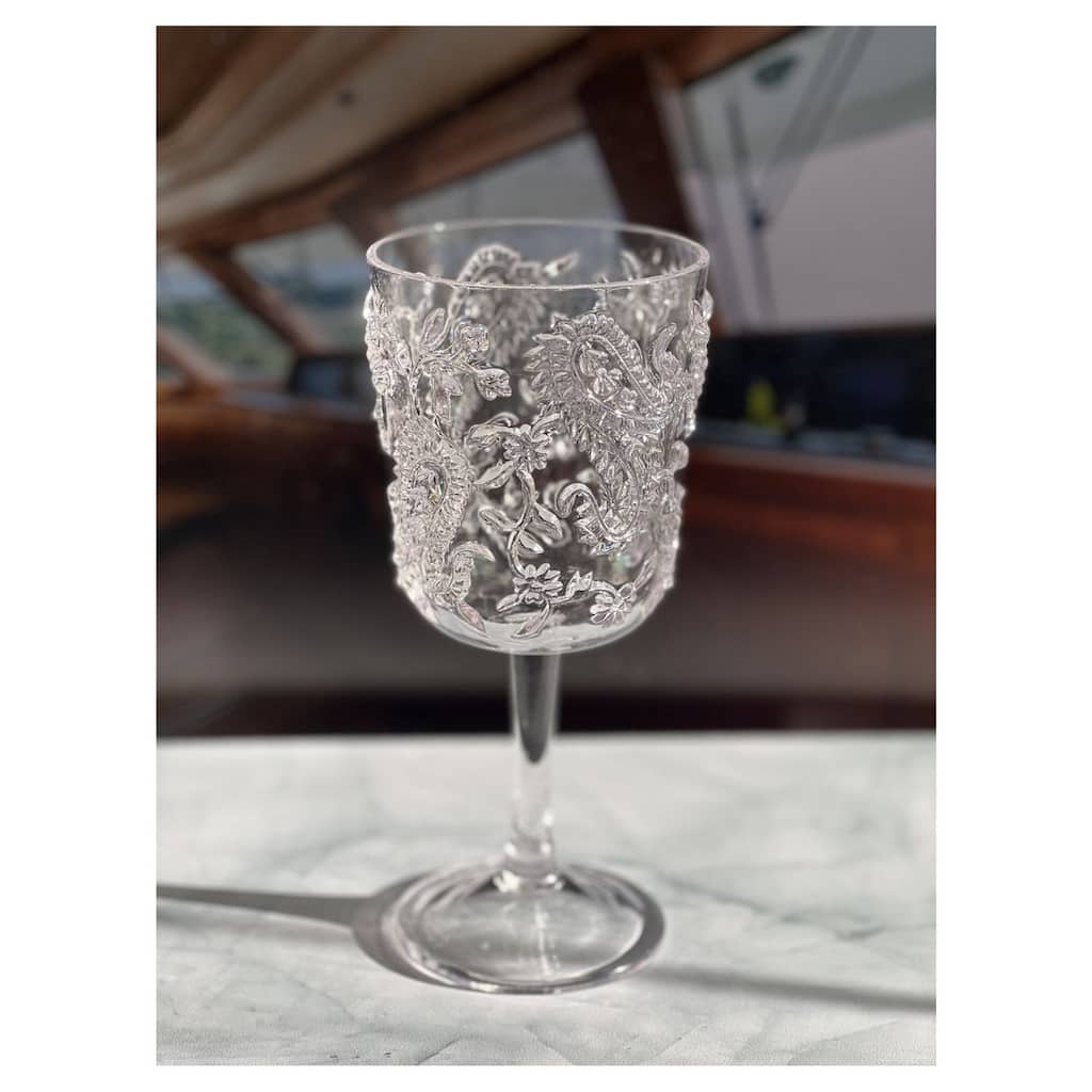 Paisley Plastic Wine Glasses Set of 4 (13oz), BPA Free Acrylic Wine Glass Set