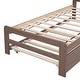 preview thumbnail 13 of 11, Twin Size Platform Bed Simple Wood Bed Frame with Twin Trundle Underneath, Wood Slat Support No Box Spring Needed, Walnut