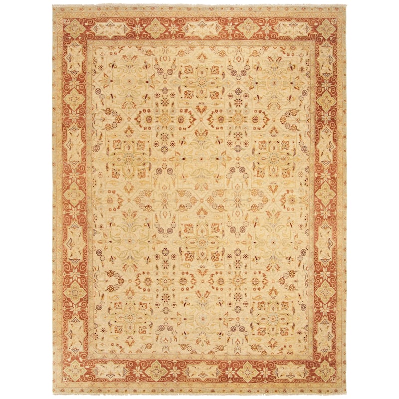 SAFAVIEH Couture Handmade Tabriz Sagita Traditional Rug with Fringe - 8' x 10' - Beige/Rust