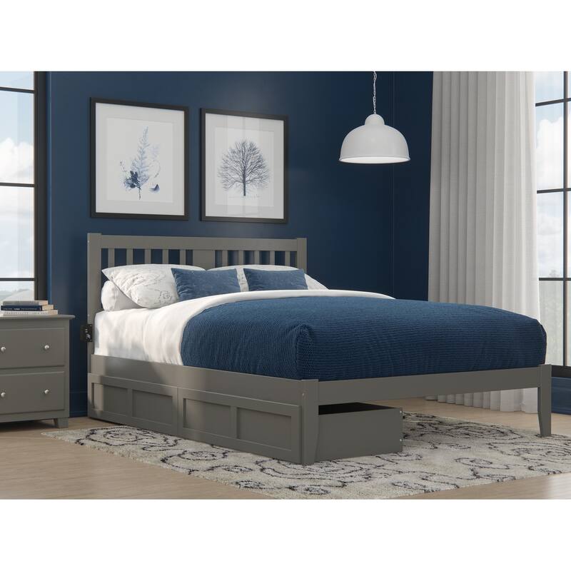 AFI Tahoe Platform Bed with Storage Drawers & Charging Station - Grey - Queen