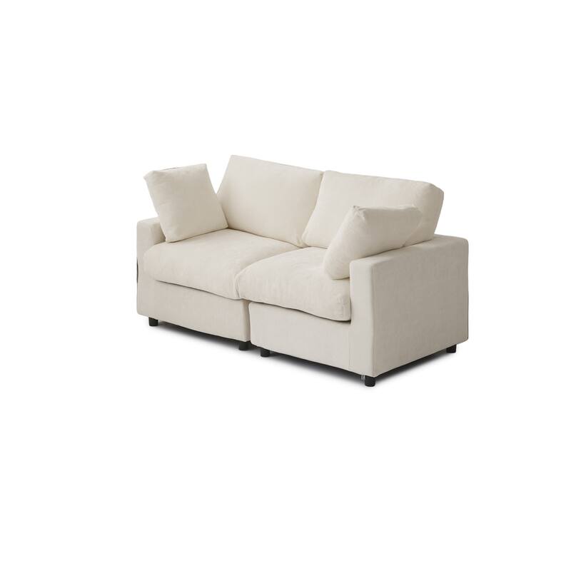 67" Modern Loveseat Sectional Sofa for Living Room,Chenille Modular Couch, Removable Cover, Spring Cushions, Solid Wood Frame