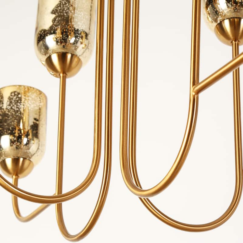 Modern 8-Light Gold Chandelier with Textured Wine Glass Shades for Dining Living Room