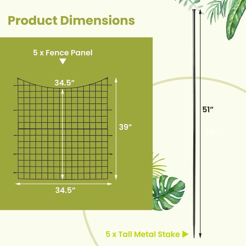 Costway 39'' Tall Outdoor Animal Barrier Decorative Garden Fence with - See Details