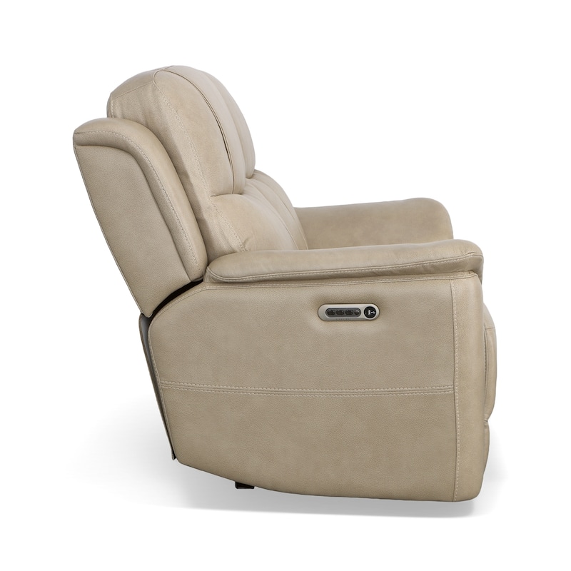 Crew Top Grain Leather Power Reclining Loveseat with Power Headrests & Lumbar