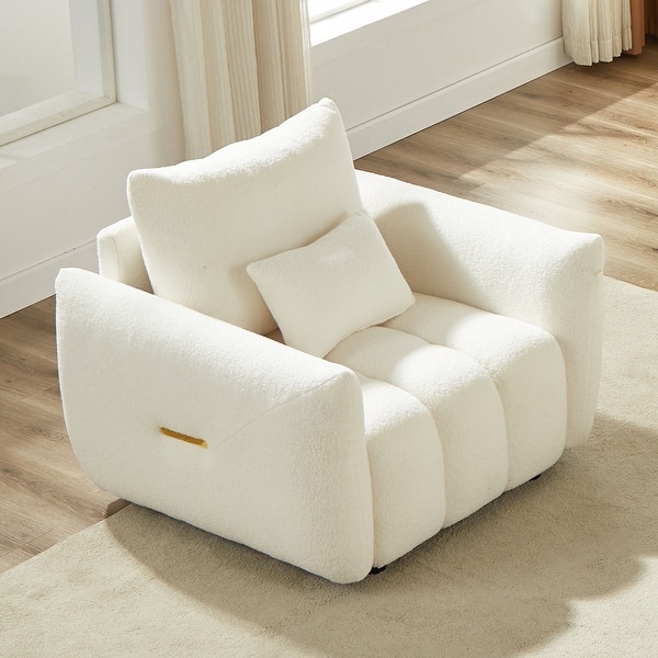 Beige Modern Accent Single Sofa Chair, Deep Seat Teddy Fabric Living Room Cloud Couch Chair, Leisure Reading Sofa Arm Chair - Bed Bath & Beyond