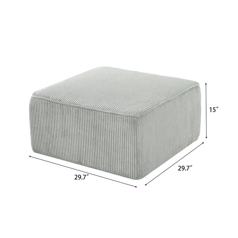 Christopher Knight Home - Modern Upholstered Corduroy Square Ottoman for Living Room with Plush Foam Cushion