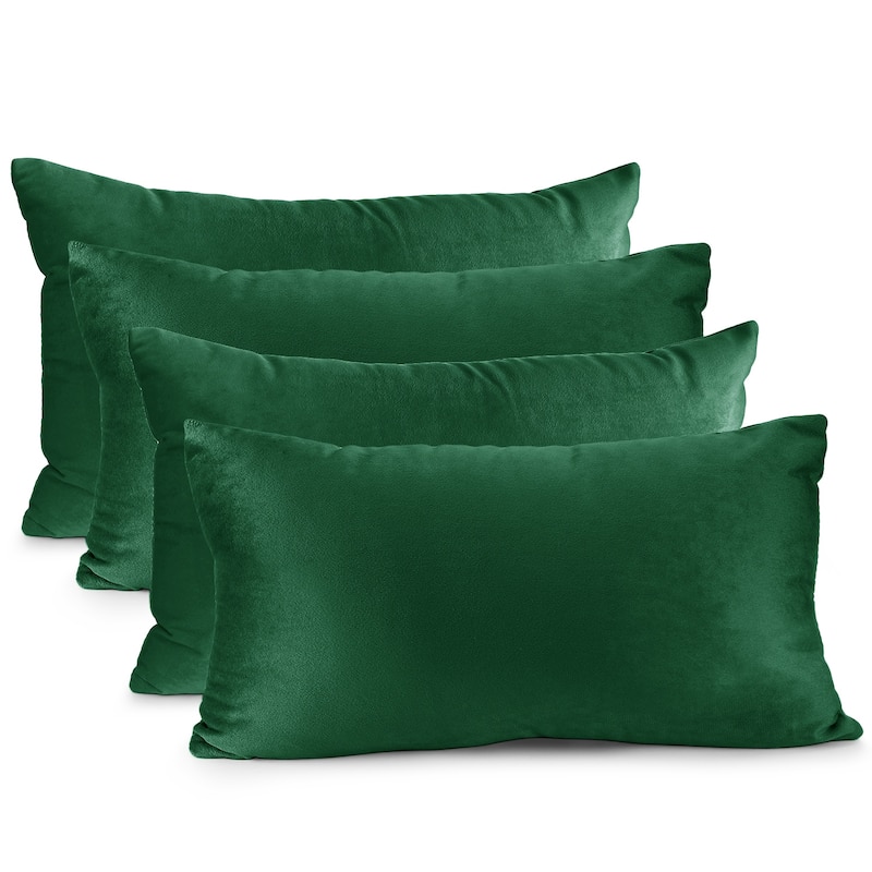 Nestl Solid Microfiber Soft Velvet Throw Pillow Cover (Set of 4) - 12" x 20" - Hunter Green
