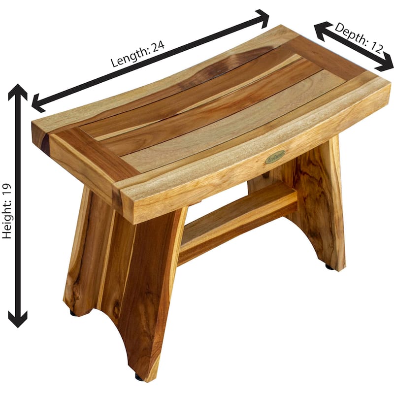 EcoDecors 24 inch, Teak Shower Bench, Teak Bench for Shower, Teak Bench, Shower Teak Bench, Teak Wood Shower Bench
