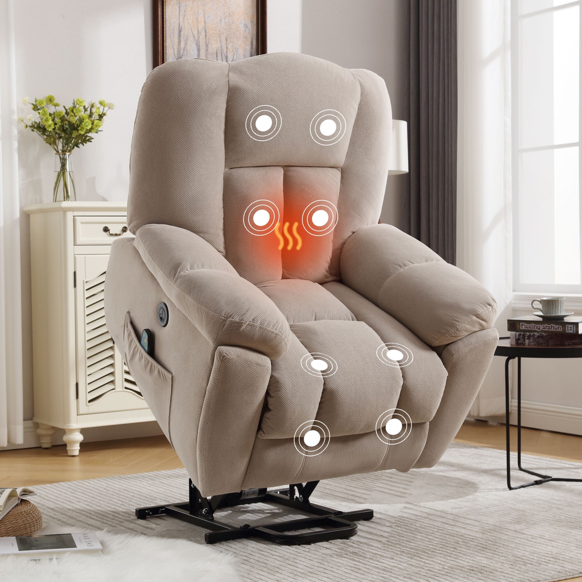 Power Lift Recliner Massage Chair for Elderly with Heat Massage USB Port and Side Pocket Bed Bath Beyond 40265161