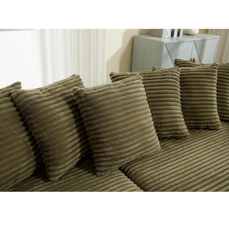 Spacious Modular Sofa with Right Chaise Lounge & Eight Coordinated Pillows