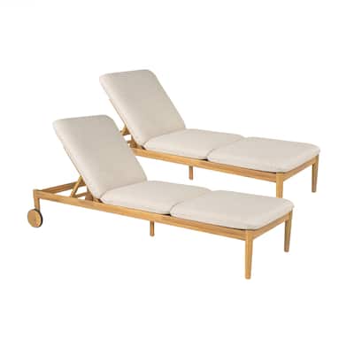 Outdoor Chaise Lounge with Wheels Set of 2