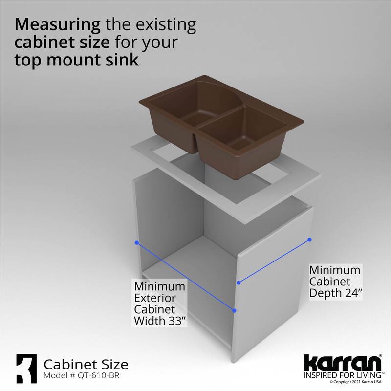Top Mount 33-inch Large/Small Bowl Quartz Kitchen Sink - 33" x 22" x 9"