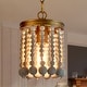 preview thumbnail 3 of 8, Coasa Boho Glam Wood Beads Pendant Lights Distressed White Cylinder Draped Island Light - D6'' x H69''