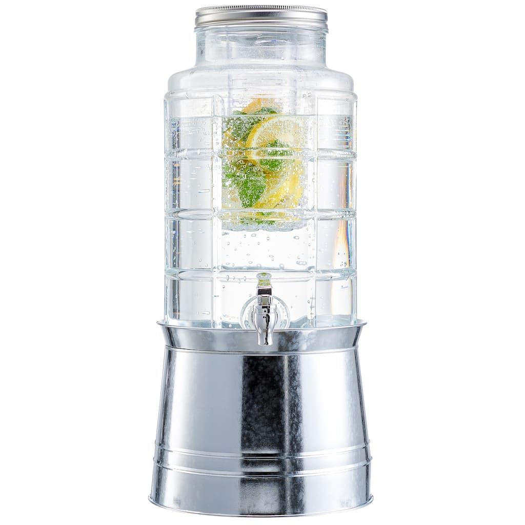 Patchwork Beverage Dispenser With Ice Insert, Fruit Infuser