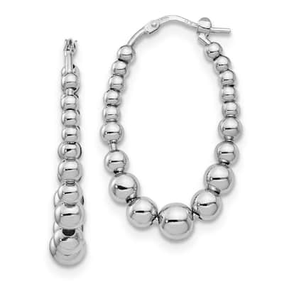 Curata 925 Sterling Silver 36.8x6.09mm Polished Beaded Hoop Earrings