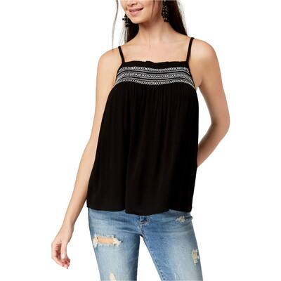 Ultra Flirt Womens Ikeddi Smocked Tank Top,, Black, Medium