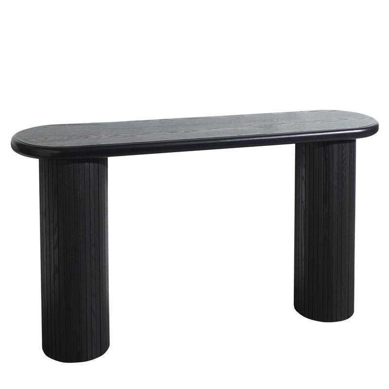 Wood Console Table, Modern Black Console Table, 56" W fluted entryway table,Black Entry Table Narrow Console Table Sofa Table