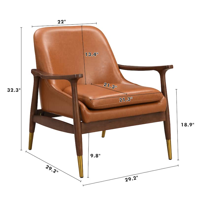 Leather Chair Reception Chair Brown Side Chair Reading Chair Office Chair Coffee Chair with Wood Legs