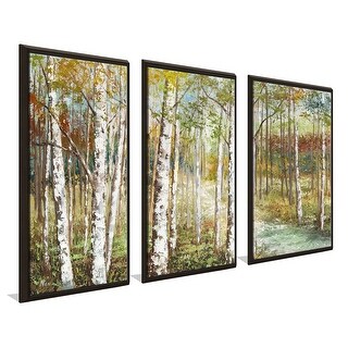 "Warm Spice Birch Path" by Nan Print on Floating Canvas Set of 3 - Bed ...