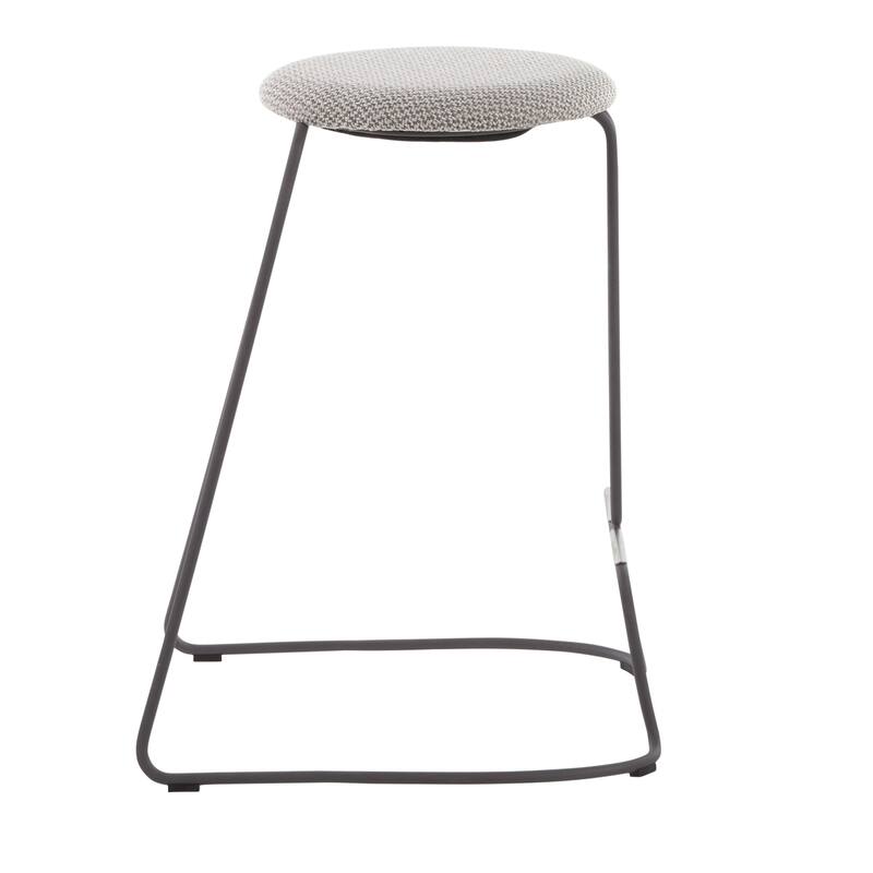 Finn Contemporary Counter Stool in Black Steel and Grey Faux Leather - Set of 2 - 19.5"Lx18"Wx25.75"H