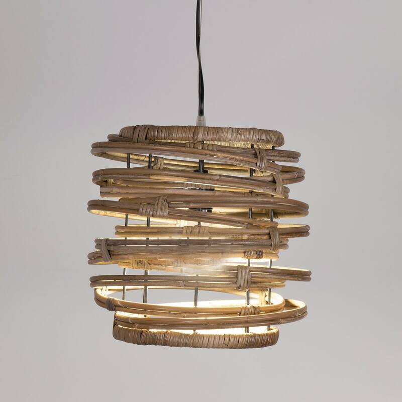 Natural Rattan Asymmetrical Hoop Pendant Light by East at Main - Small