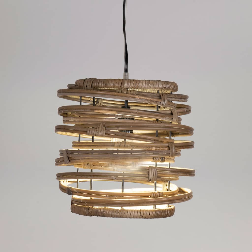 Natural Rattan Asymmetrical Hoop Pendant Light by East at Main