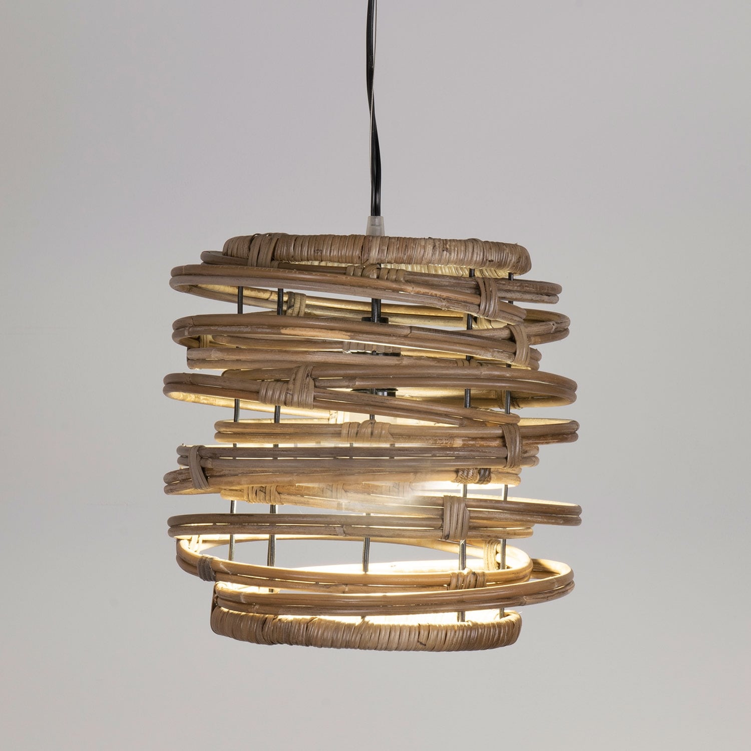 Natural Rattan Asymmetrical Hoop Pendant Light by East at Main