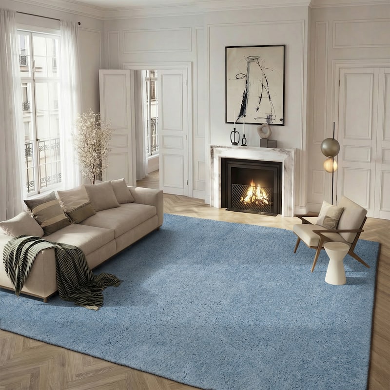 SAFAVIEH Handmade Ryann Shag Anneclaar Solid Polyester Rug