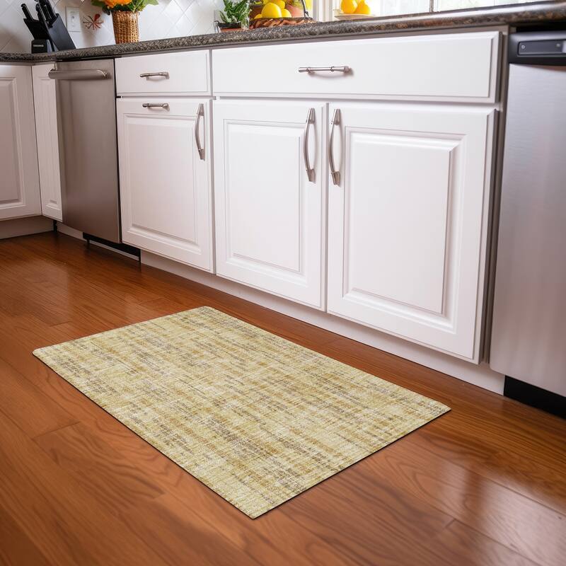 Premium Washable Super Soft Stripe Abrash Mayfield Rug - Gold - 1'8" x 2'6"