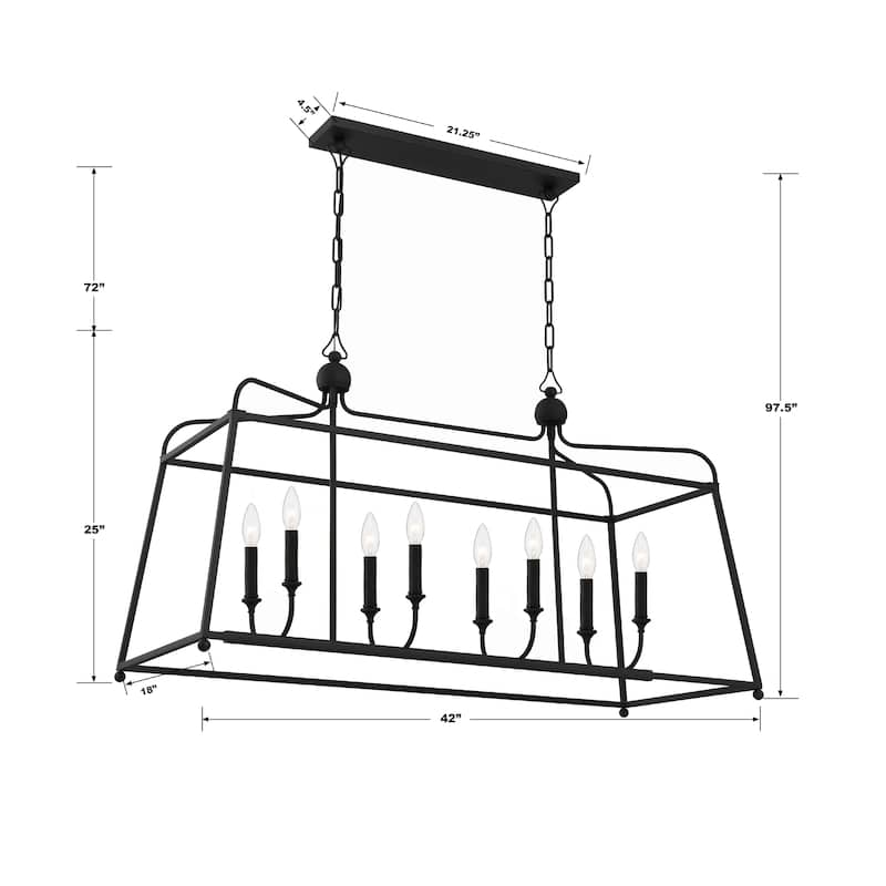 Libby Langdon for Crystorama Sylvan 8 Light Black Forged Chandelier - 42"W x 25"H x 18"D