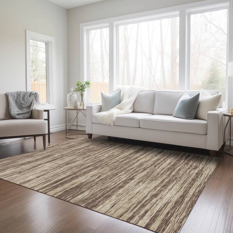 Machine Washable Indoor/ Outdoor Casual Ombre Chantille Rug