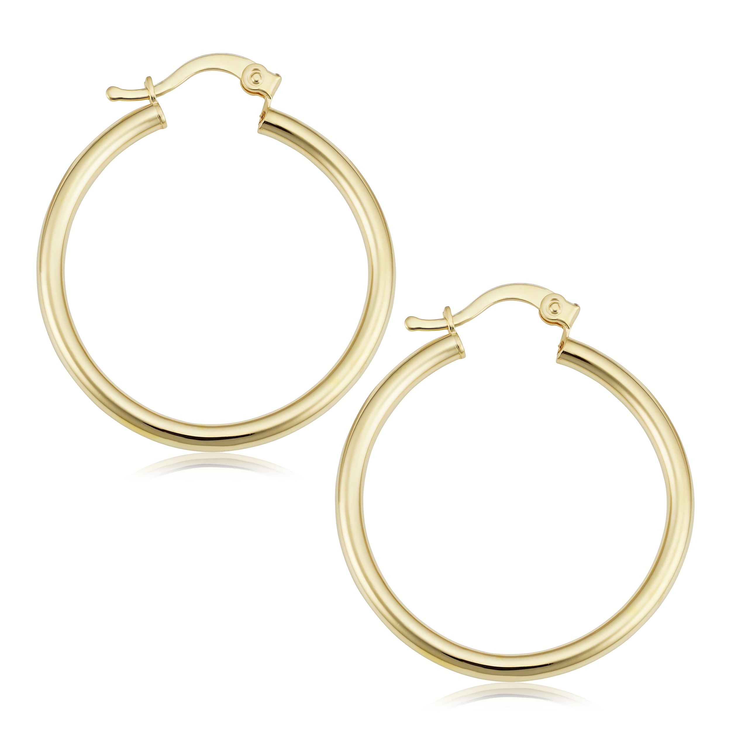 Black Bow Jewelry 1.5mm x 24mm 14k White Gold Satin Diamond-Cut Endless Hoop Earrings