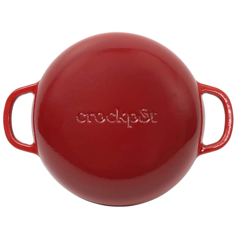Crock Pot Artisan 5 Quart Cast Iron Braiser Everyday Pan With Borasilicate Lid - Red