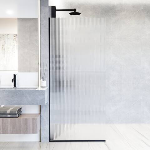 VIGO Zenith Frameless Fixed Shower Screen with Fluted Glass