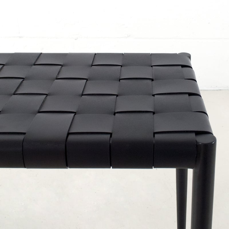 Soho Mid-Century Modern Leather Weave Coffee/Bench 28-inches/ 47-inches