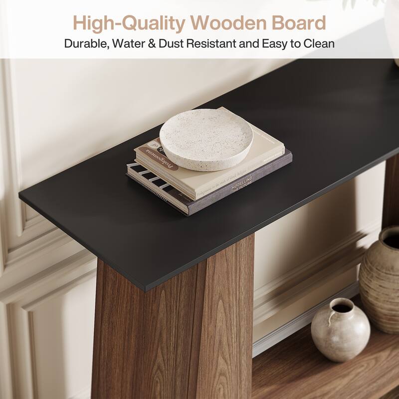 47" Narrow Wood Sofa Table with Storage for Living Room Small Spaces - 47.24" W x 13.78" D x 35.43" H