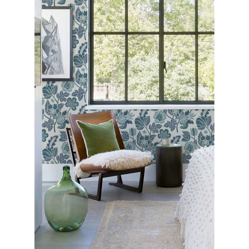 A-Street Prints Jana Teal Jacobean Wallpaper