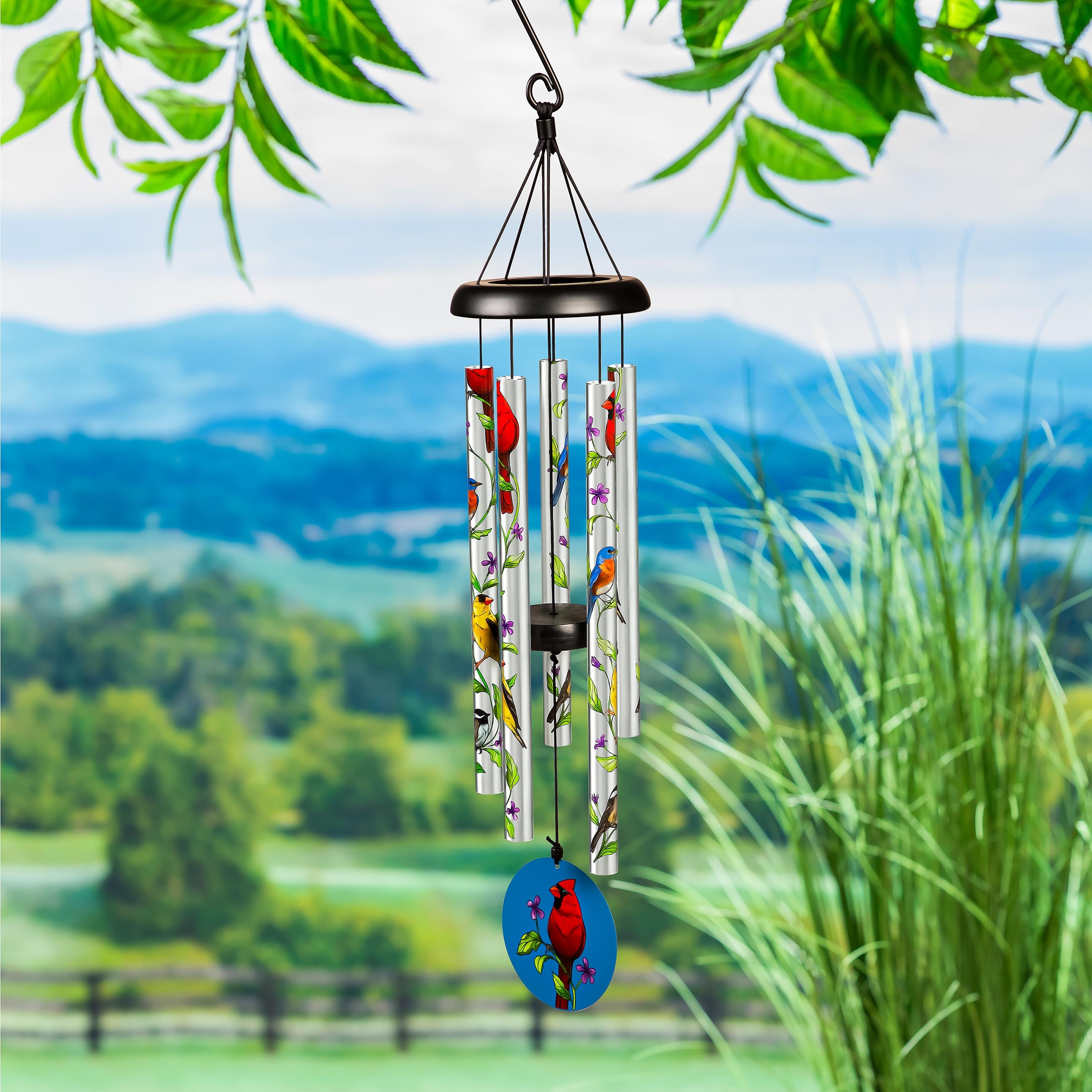 27 in. Printed Hand Tuned Metal Wind Chime, Cardinal