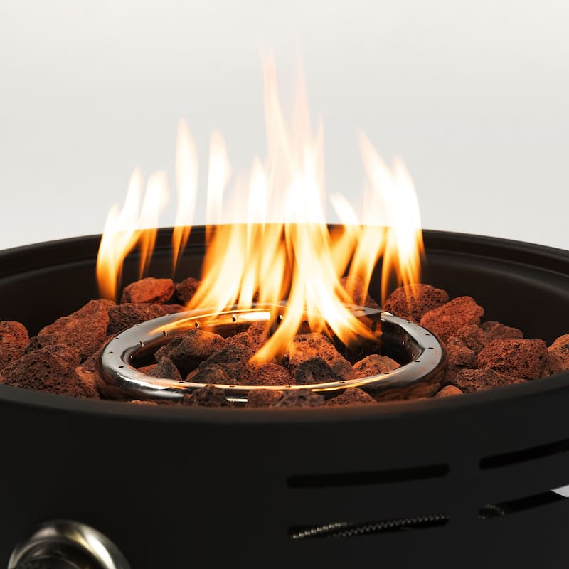 15" Round Steel Tabletop Propane Gas Fire Pit with 40000 BTU - Black