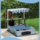 preview thumbnail 3 of 7, Qaba Kids Wooden Sandbox with Canopy, Grocery Store Outdoor Sand Box with Bench Seats, Bottom Liner, Drawing Board, Blue
