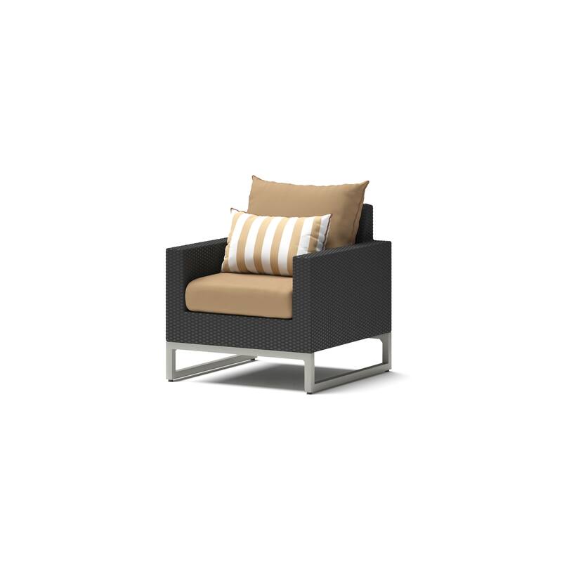 Milo Espresso 5 Piece Sunbrella Outdoor Patio Club Chair Conversation Set