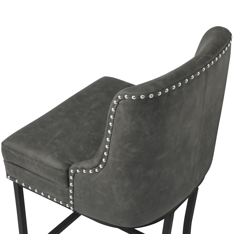 Modern 26" Barstool with Back Metal Frame Stool Counter Height Bar Stools and 6" Thick Cushion for Kitchen Island