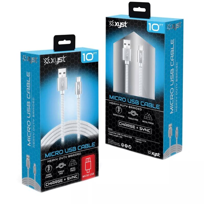 Xyst Charge and Sync USB to Micro USB Braided Cable 10Ft