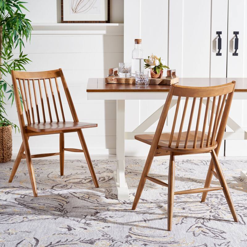 SAFAVIEH Orelia 19 Inch Black Spindle Dining Chair (Set of 2) - 21Wx22Dx34H - Walnut