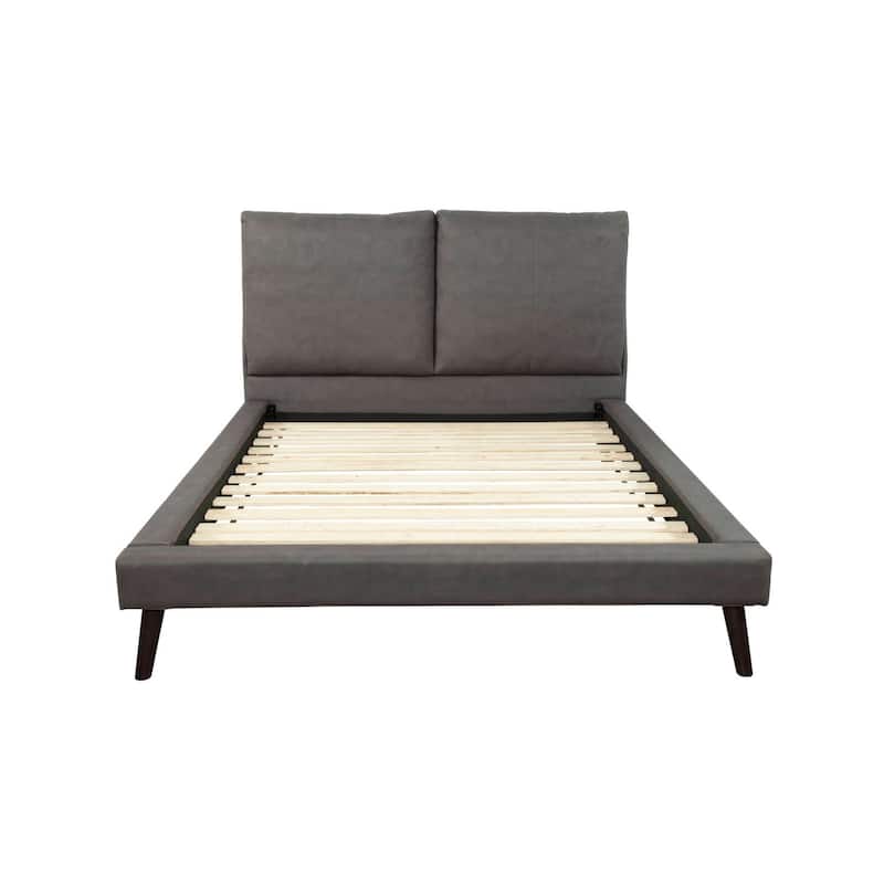48 in.H Gray Wood Frame Queen Size Panel Bed with Polyester Upholstery Material and Bed Frame Mounted