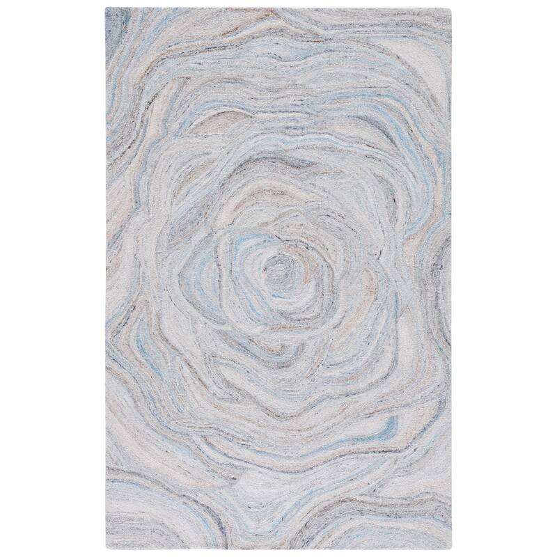 SAFAVIEH Handmade Abstract Algimanta Modern Rug - 6' Square - Beige/Blue
